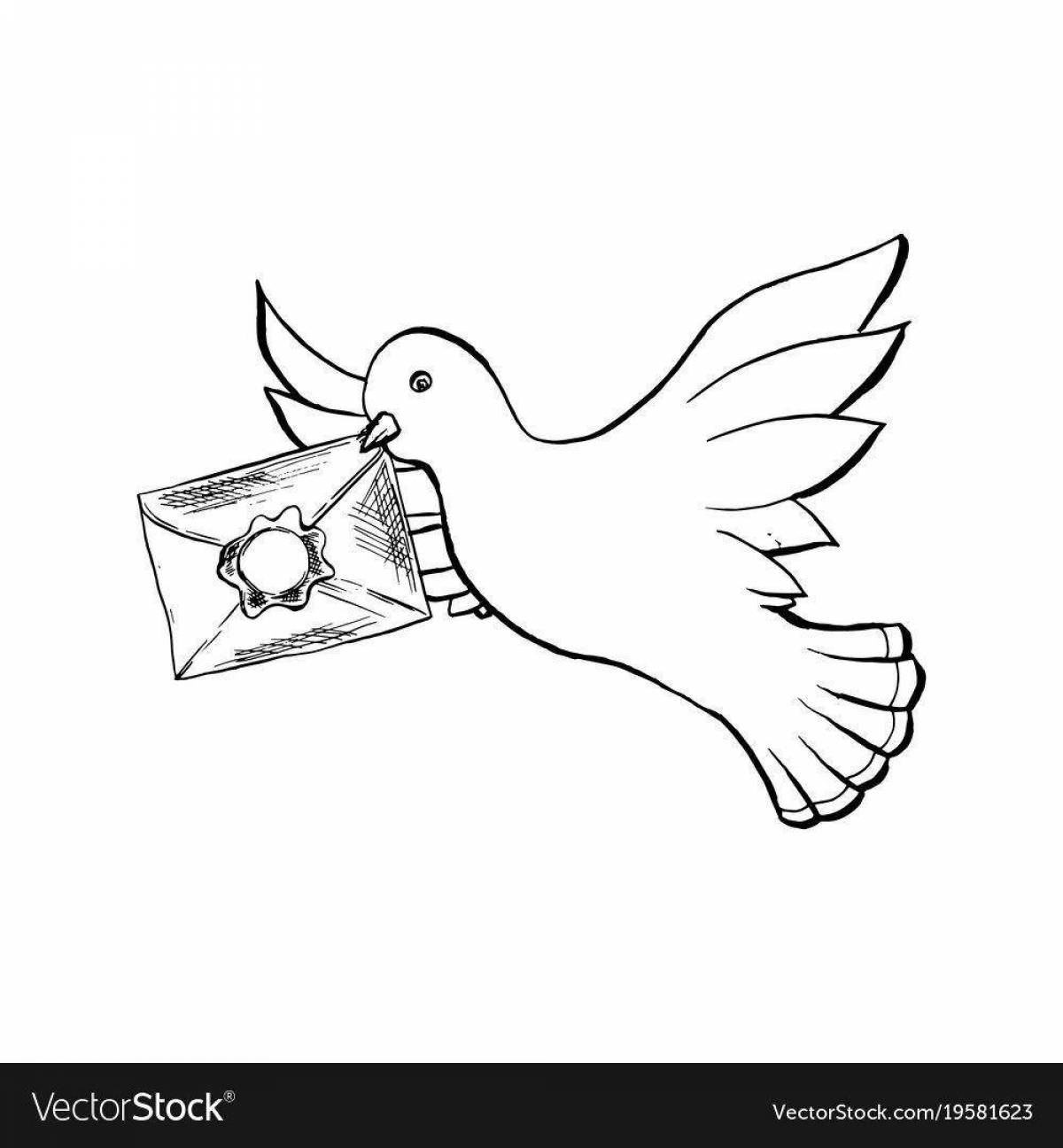 Coloring page graceful carrier pigeon