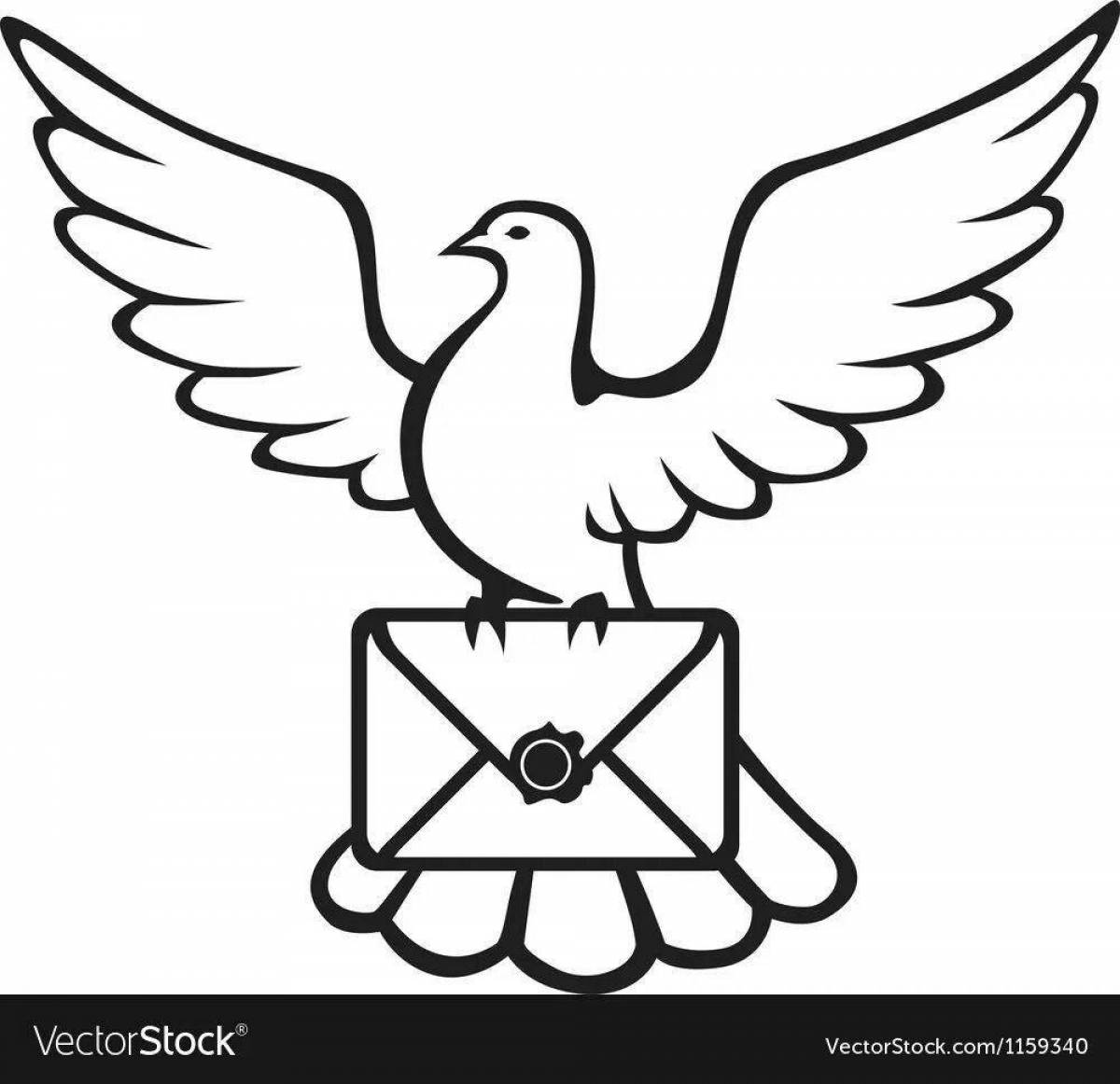 Coloring page stylish carrier pigeon