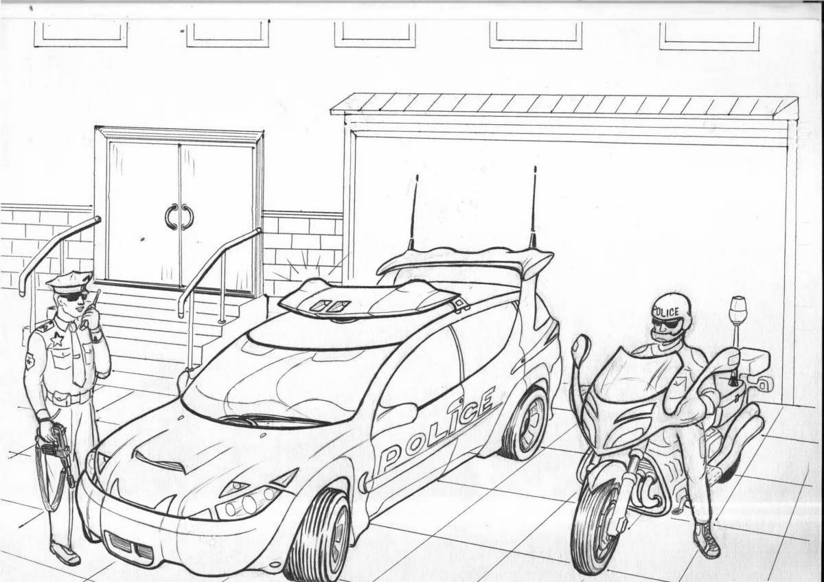 Coloring page charming police base