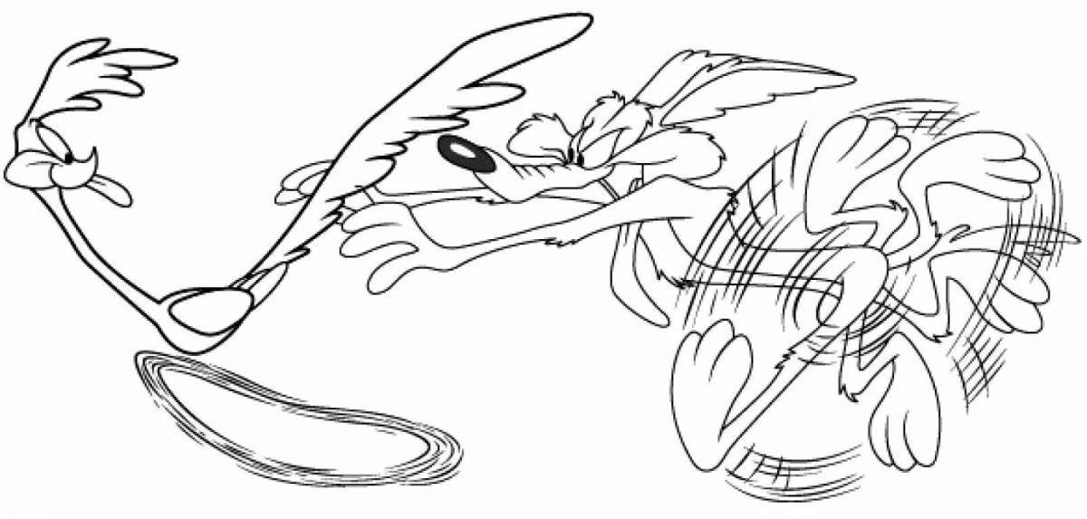 Colorful road runner coloring page