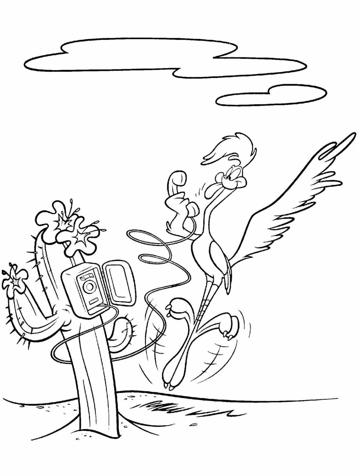 Playful road runner coloring page