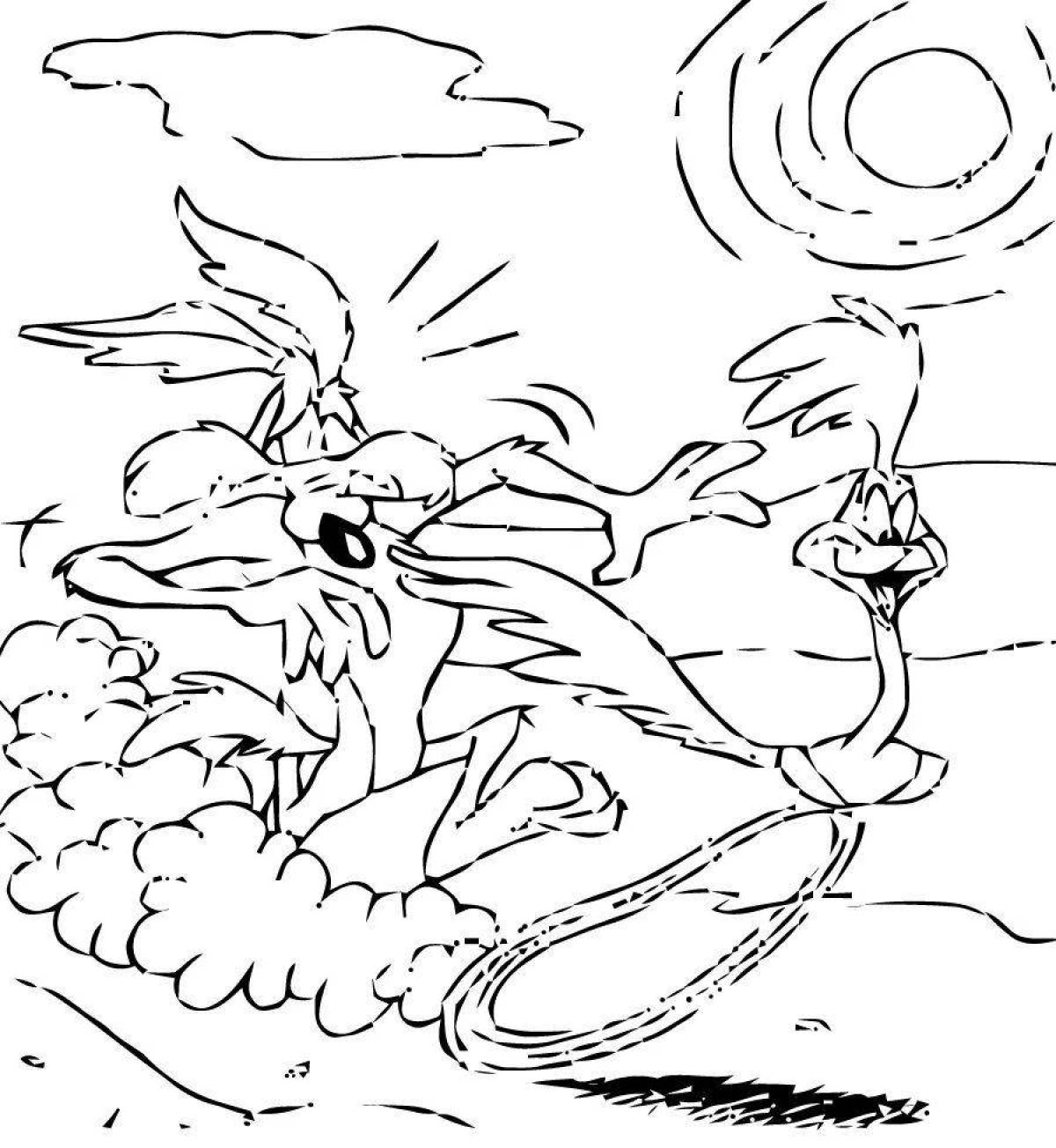 Color-vivid road runner coloring page