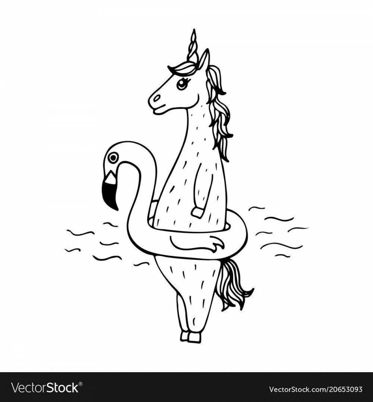 Exquisite llama unicorn coloring book