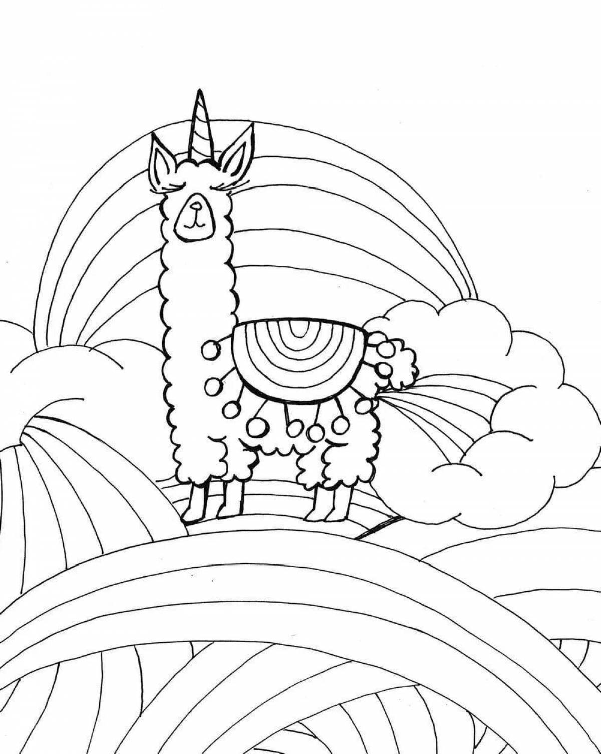 Fun coloring llama unicorn