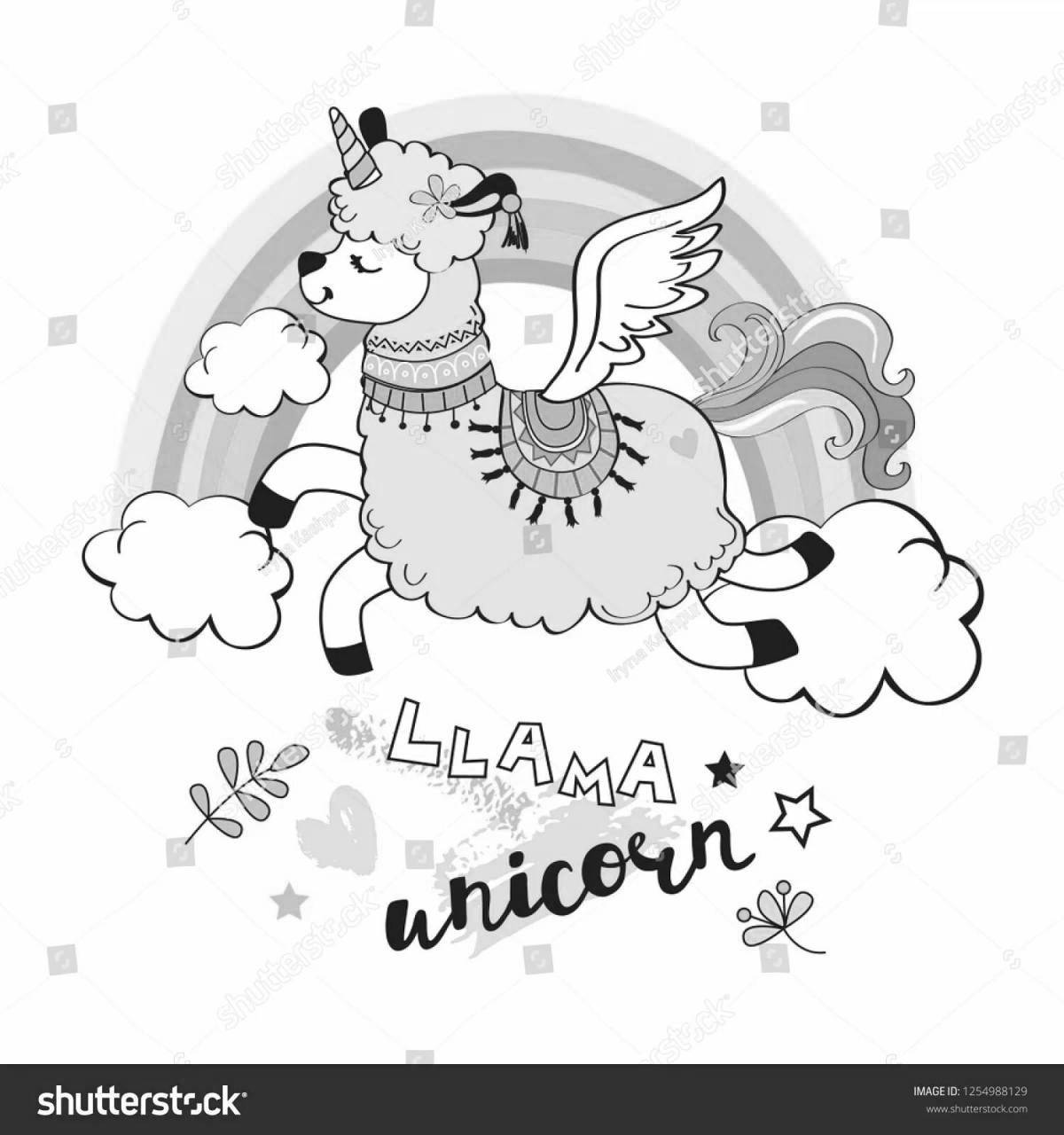 Llama unicorn glitter coloring book