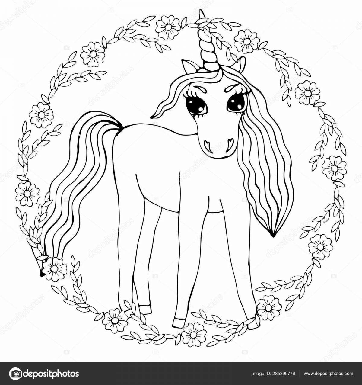 Photo Beautiful coloring llama unicorn