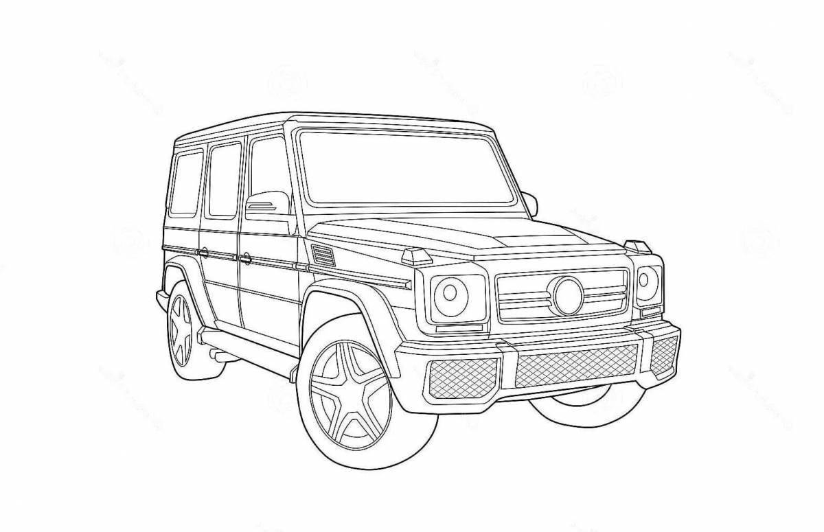 Coloring page for a fancy Jeep Gelik