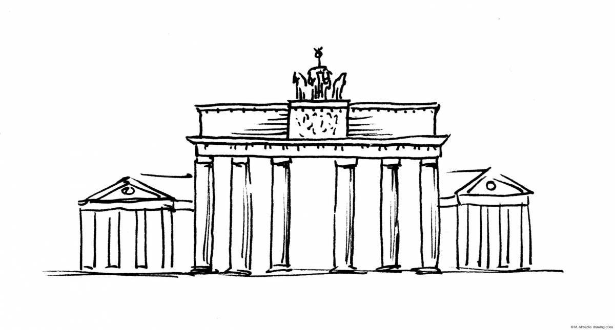 Coloring page of the magnificent Brandenburg Gate