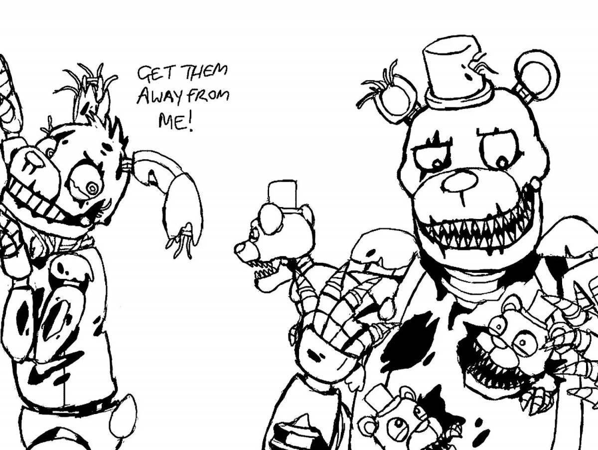 Colorful fnaf world coloring page