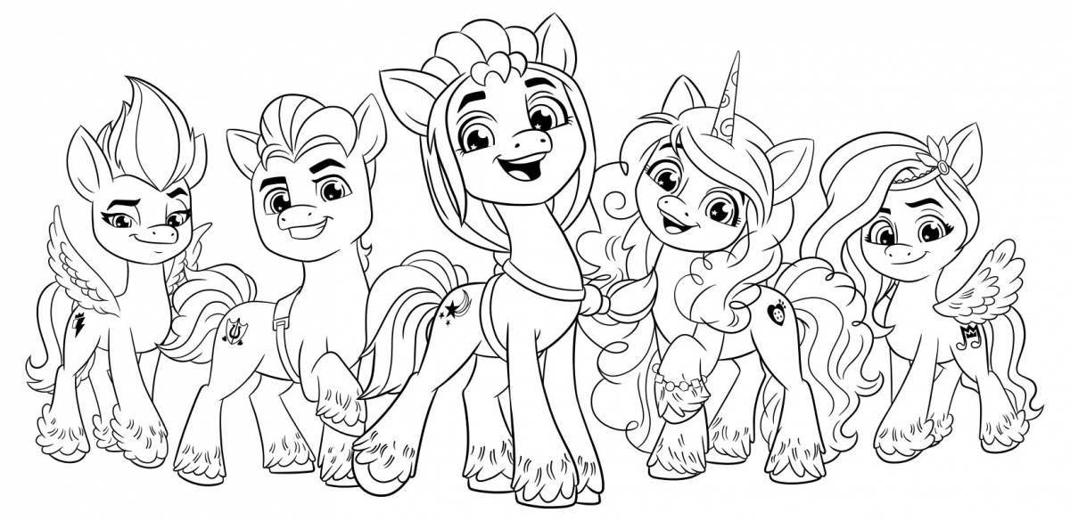 Colorful pony coloring page