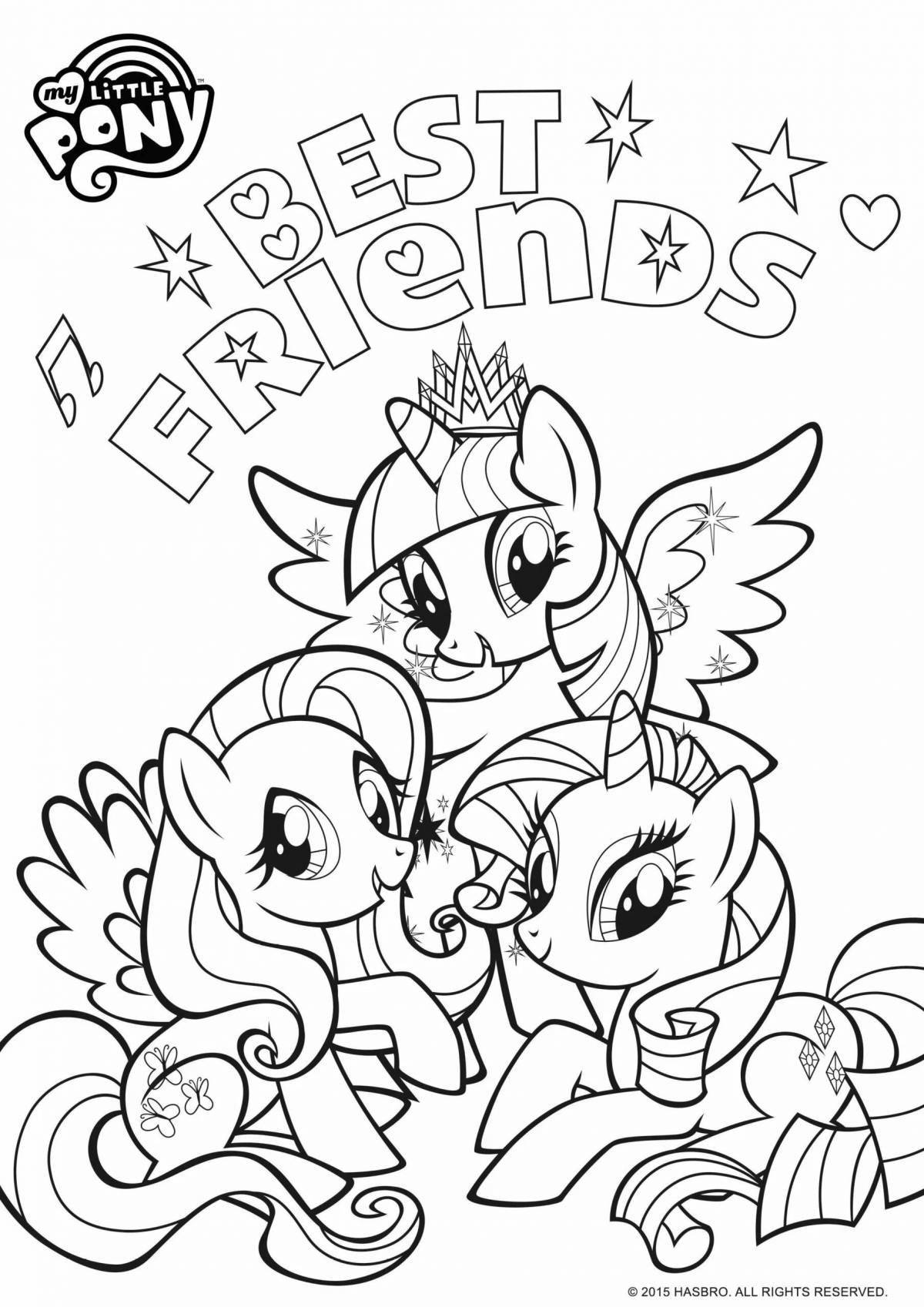 Coloring page fluffy pony