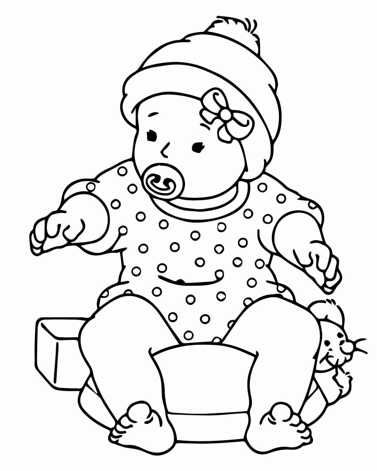 Joyful coloring baby doll