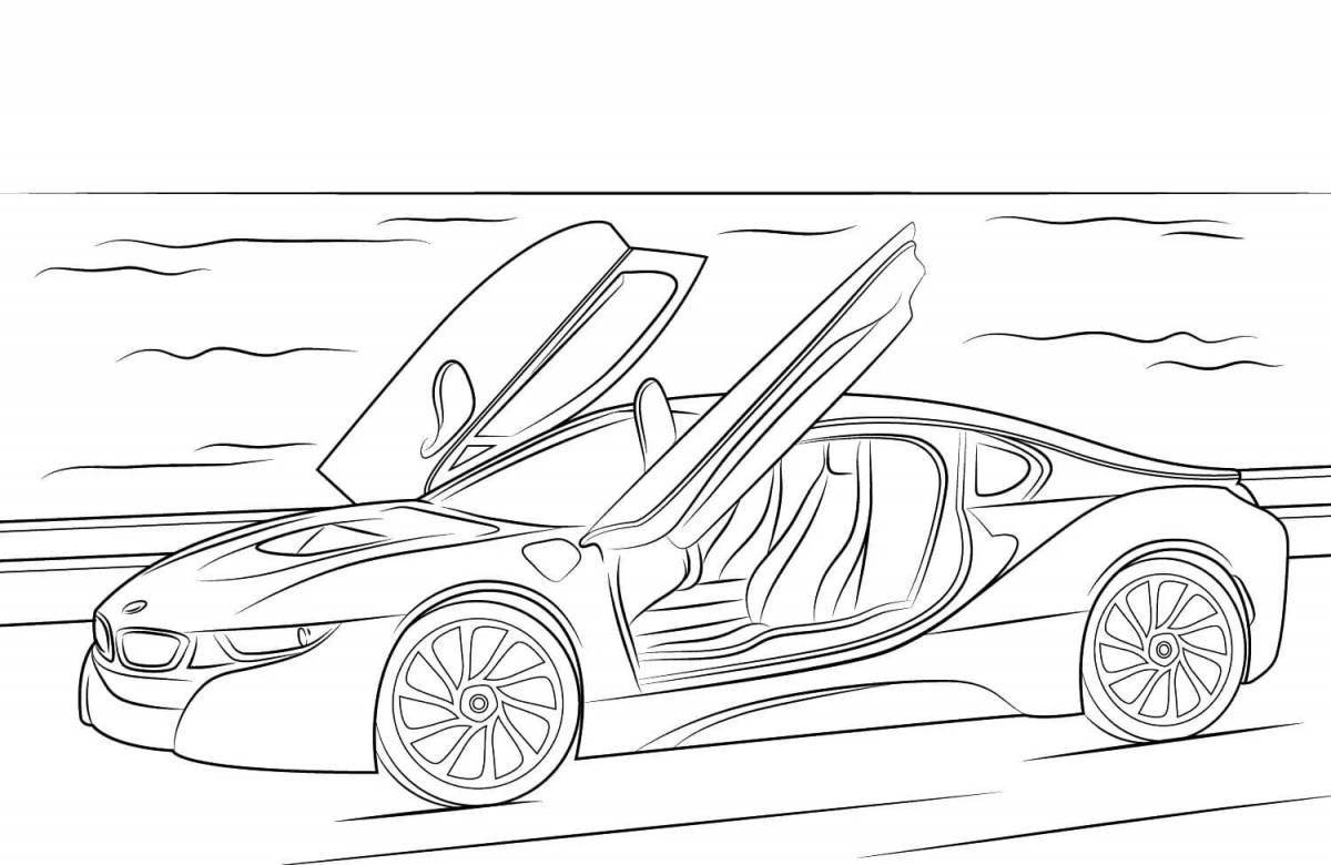Coloring page with awesome bmw car