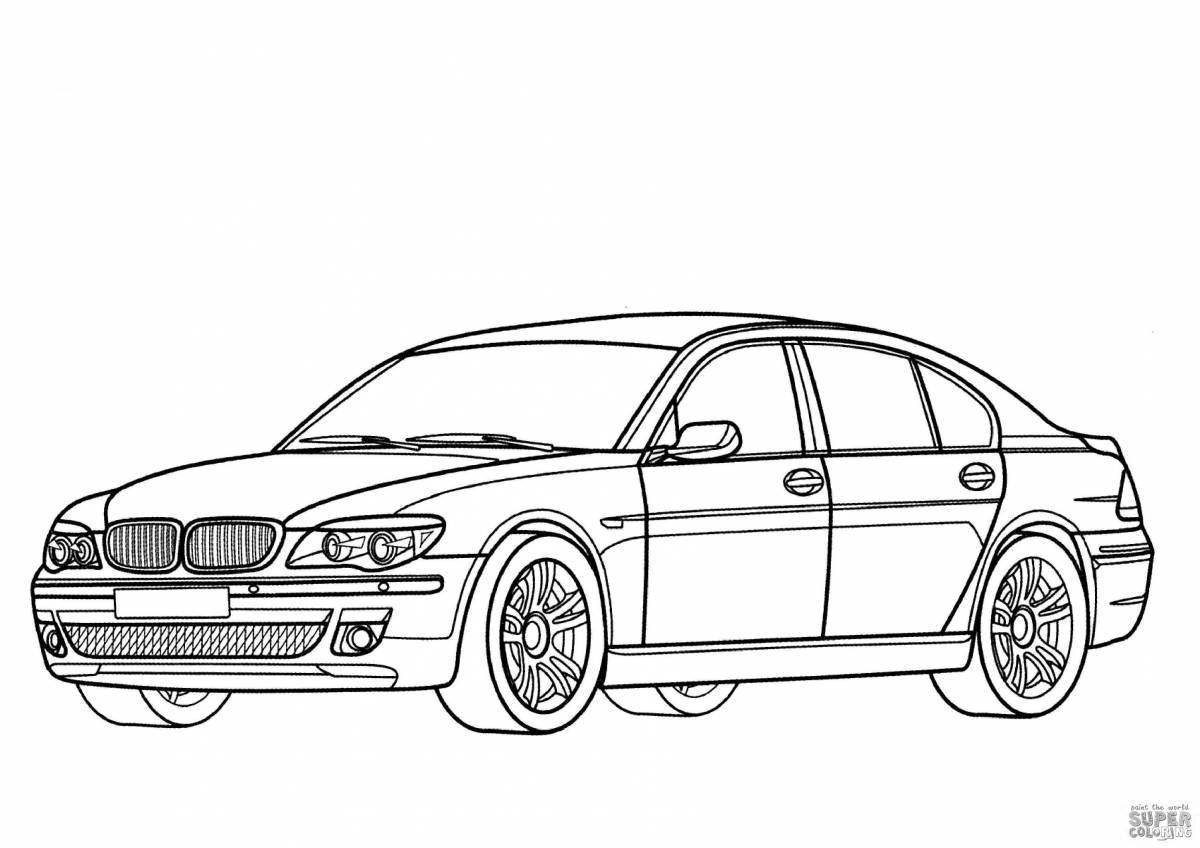 Coloring book glowing bmw car