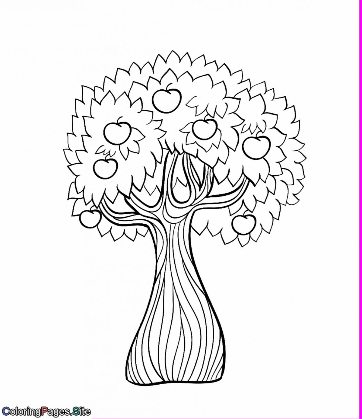 Cute coloring tree beautiful