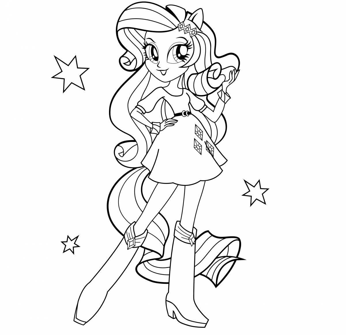 Coloring page funny pony doll