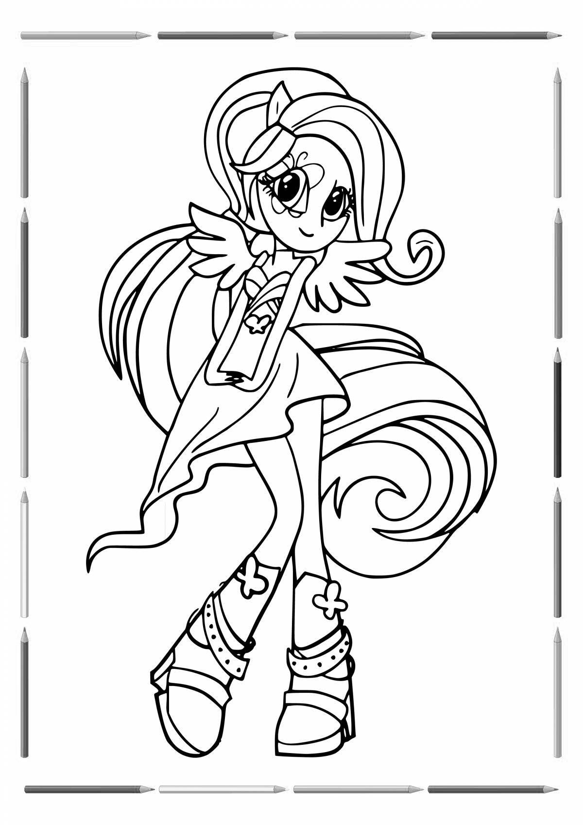 Coloring page exquisite pony doll