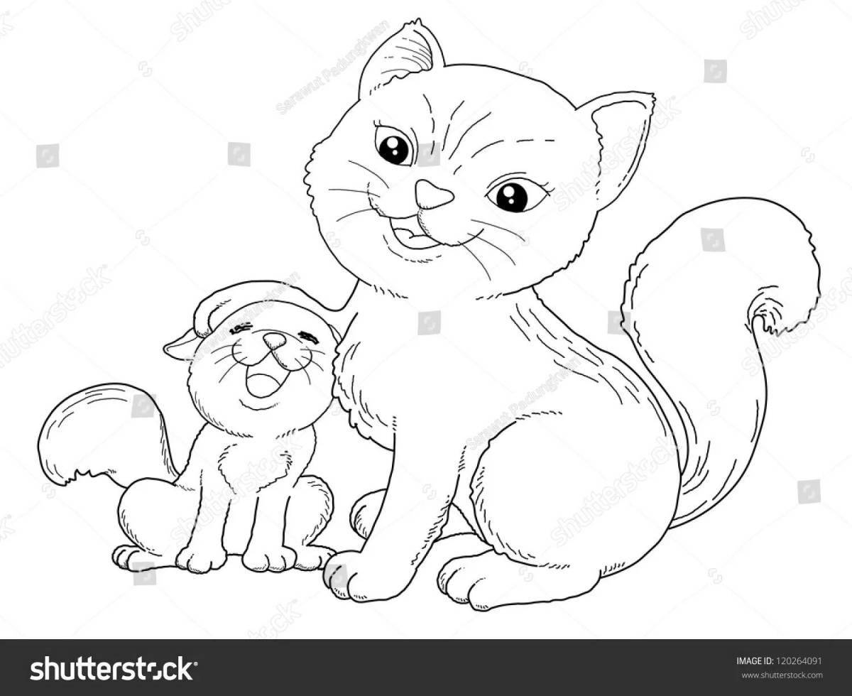 Раскраска величественная мама-кошка