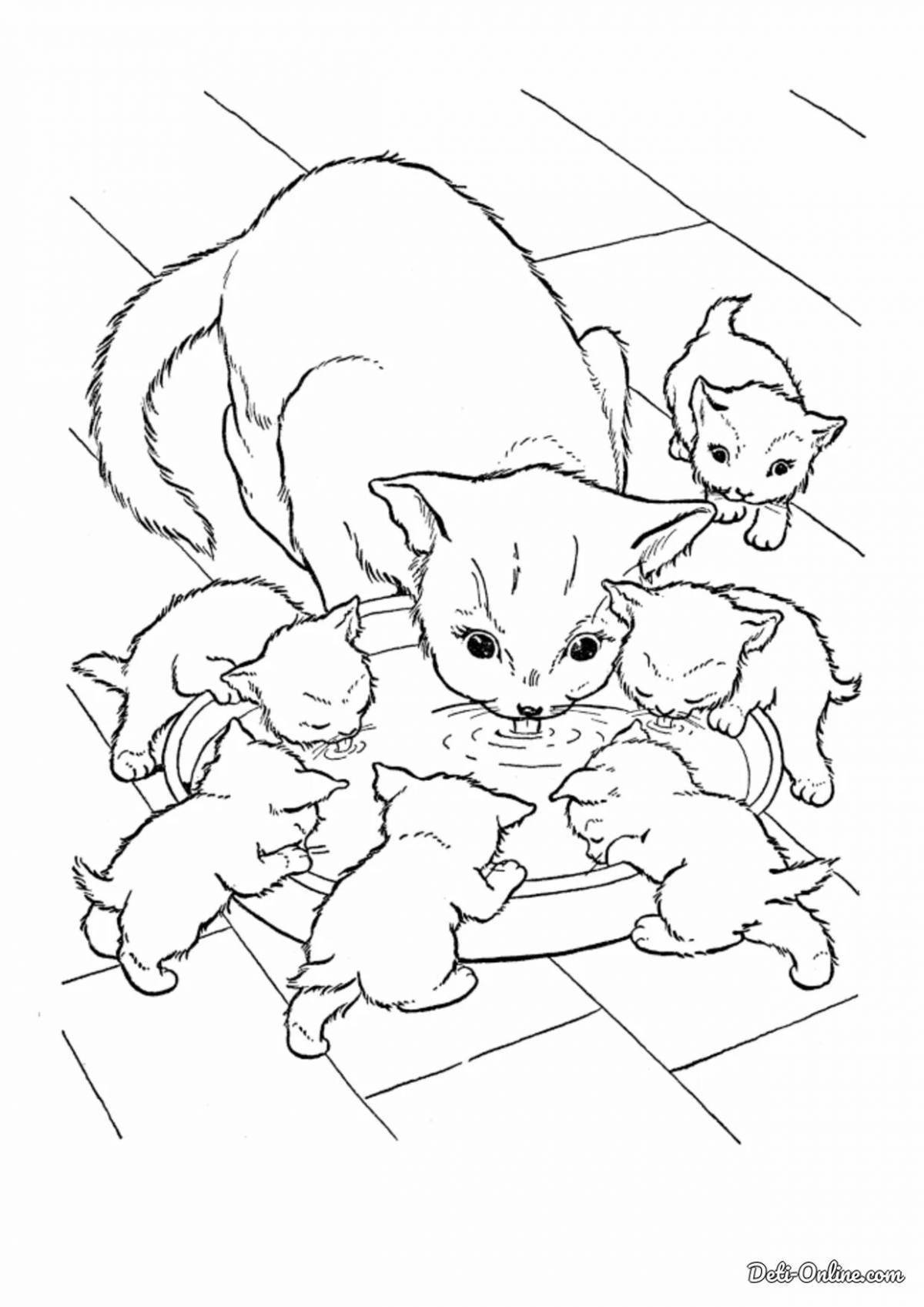 Coloring page funny cat mom