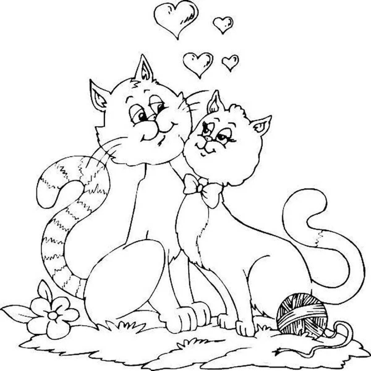 Adorable cat mom coloring page
