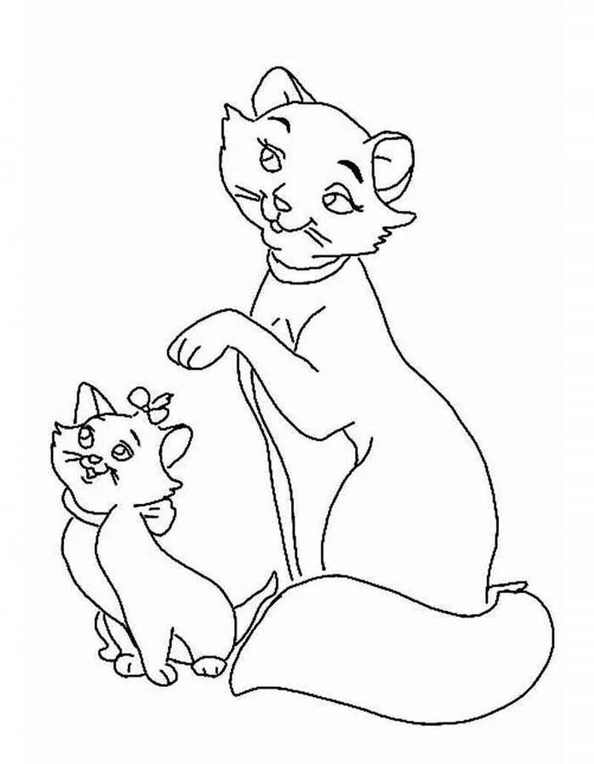 Coloring page wild mother cat