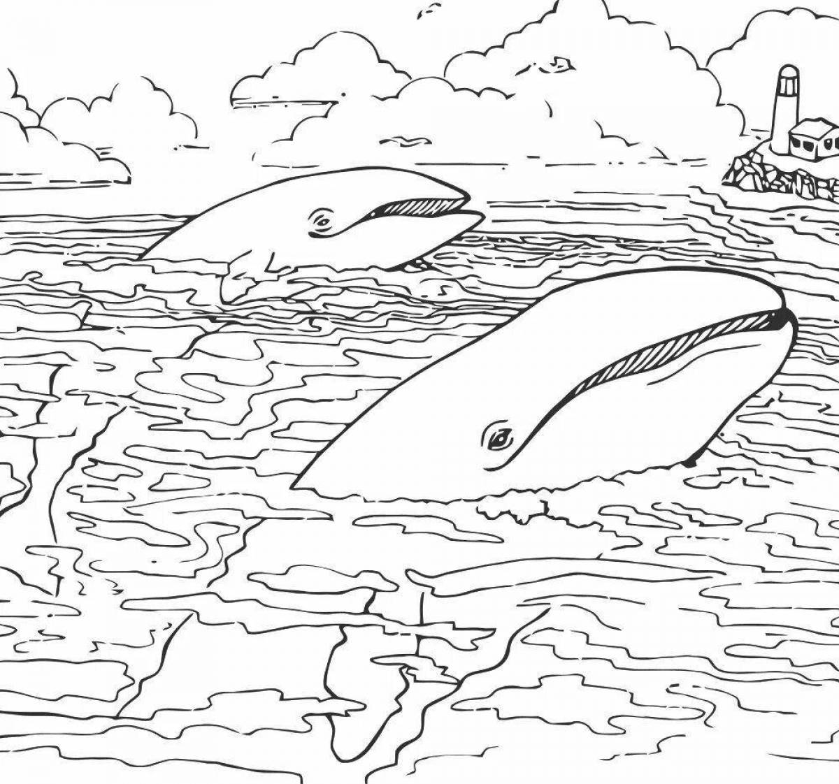 Glittering blue ocean coloring page