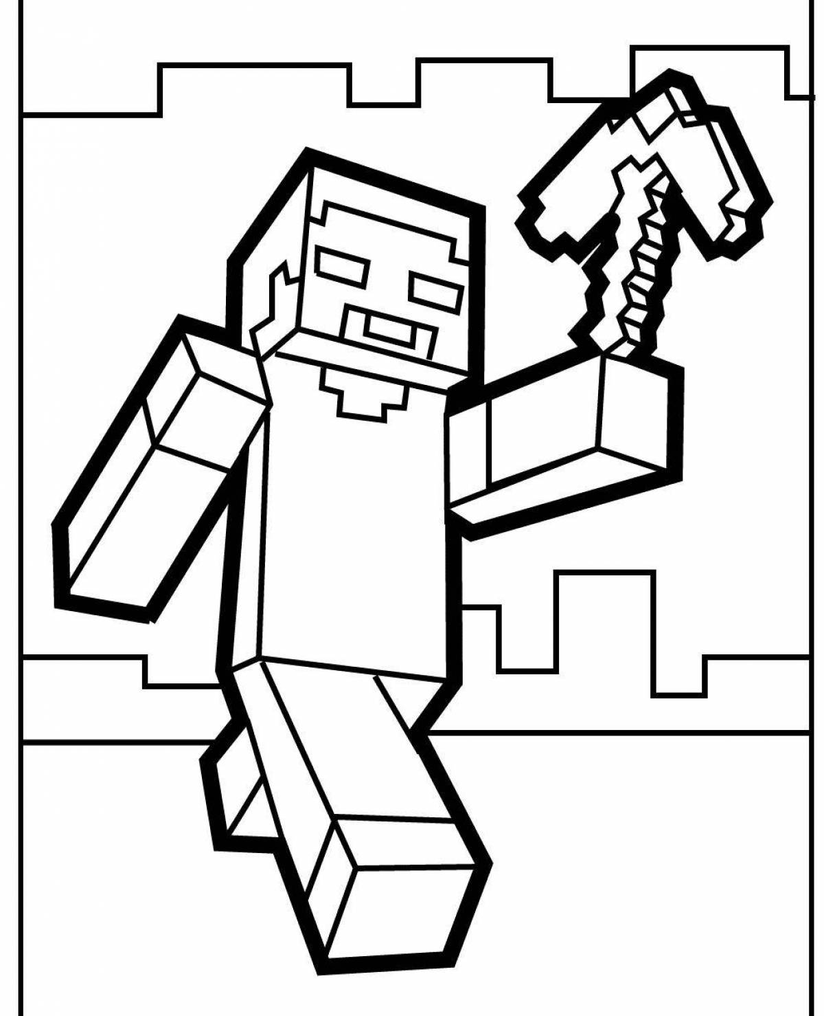 Colorful minecraft heart coloring page