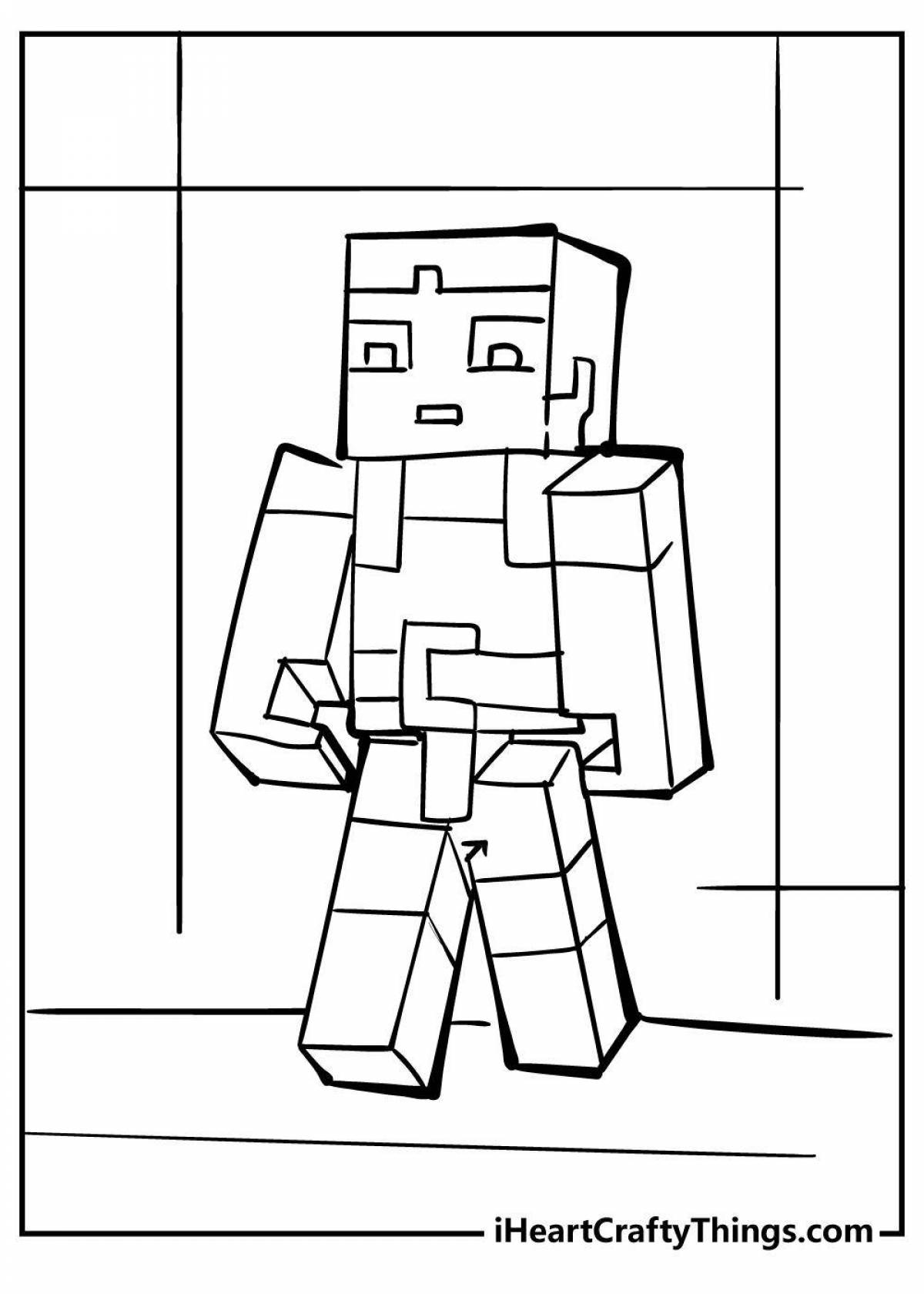 Funny minecraft heart coloring page