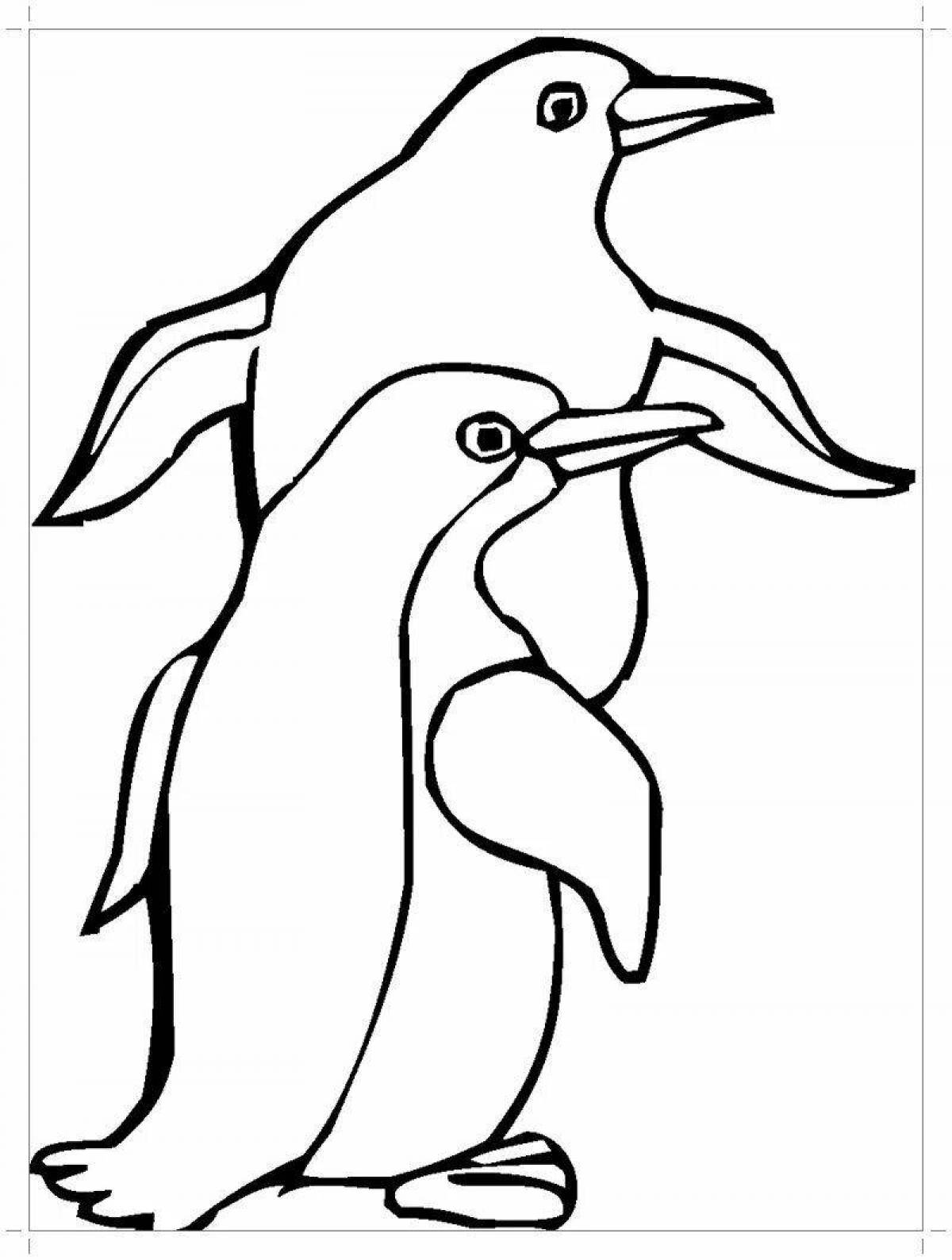 Очаровательный пингвин-раскраска