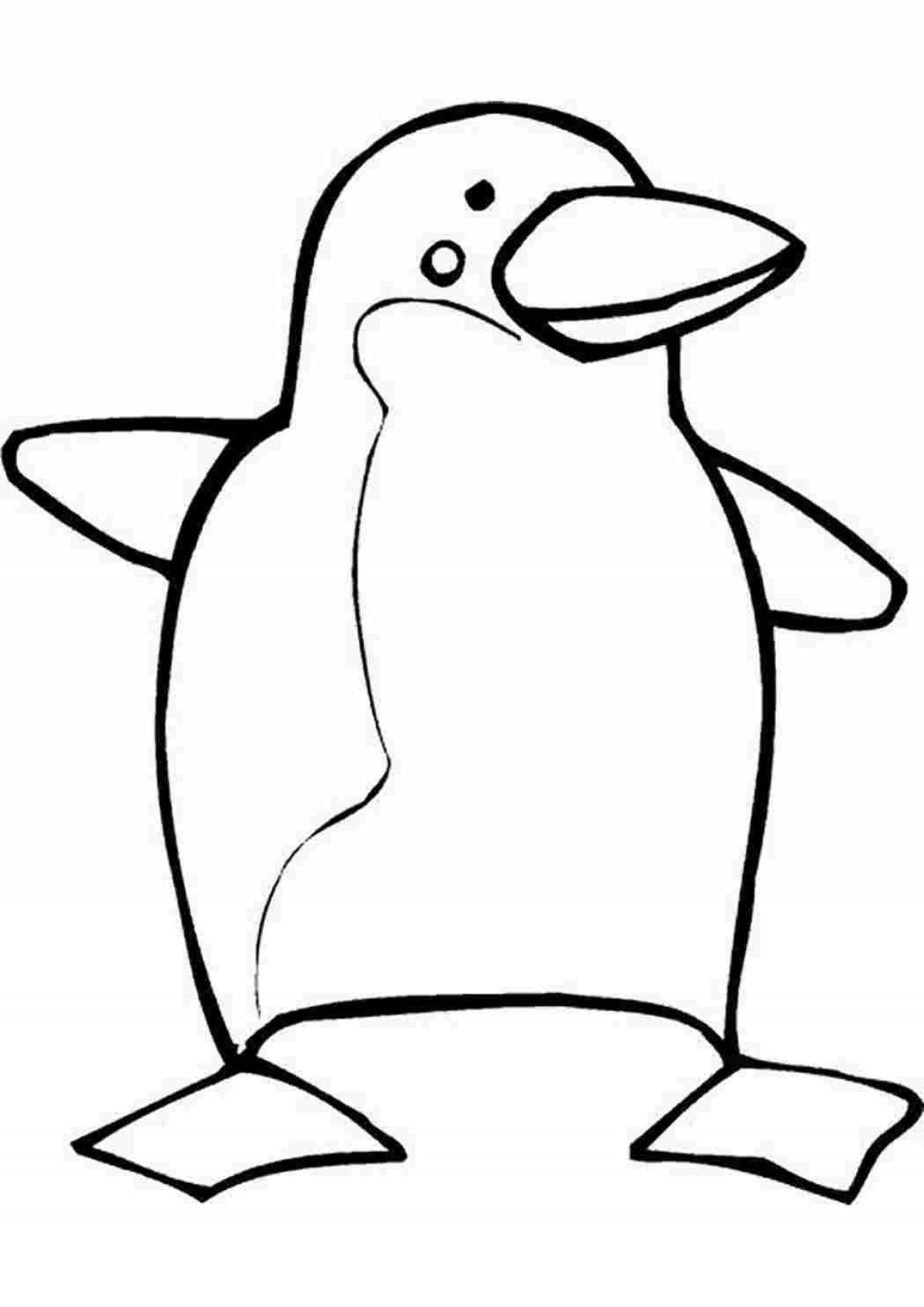 Раскраска радостный пингвин