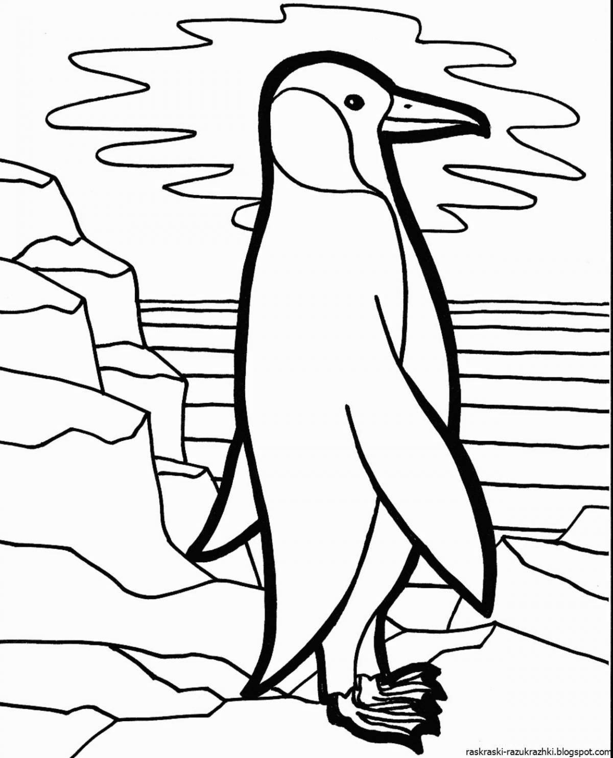 Раскраска манящий пингвин