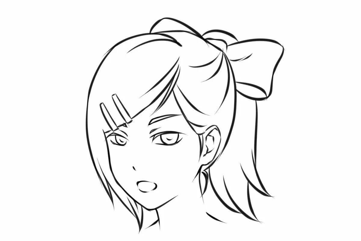 Bright anime head coloring page