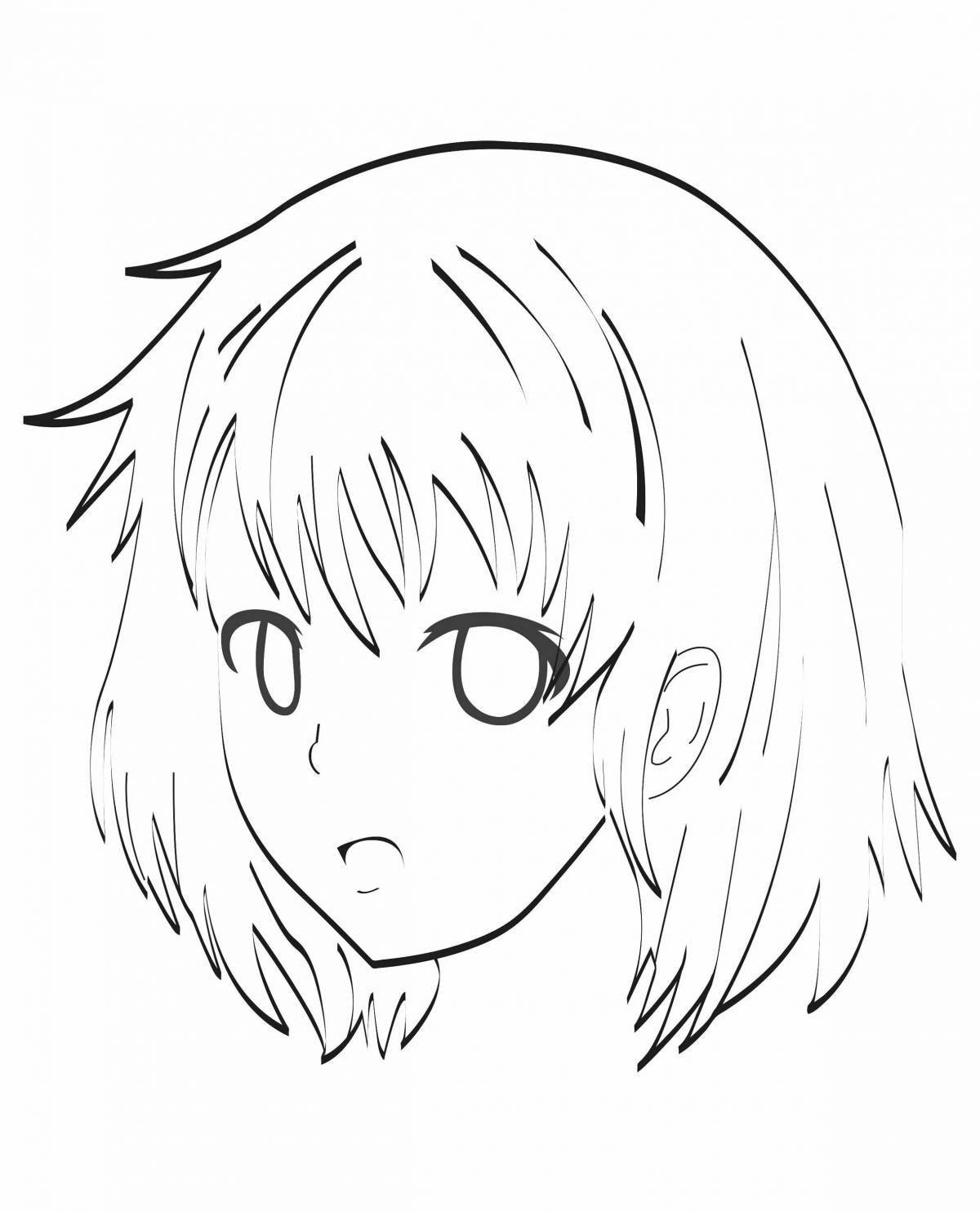Funny anime head coloring page