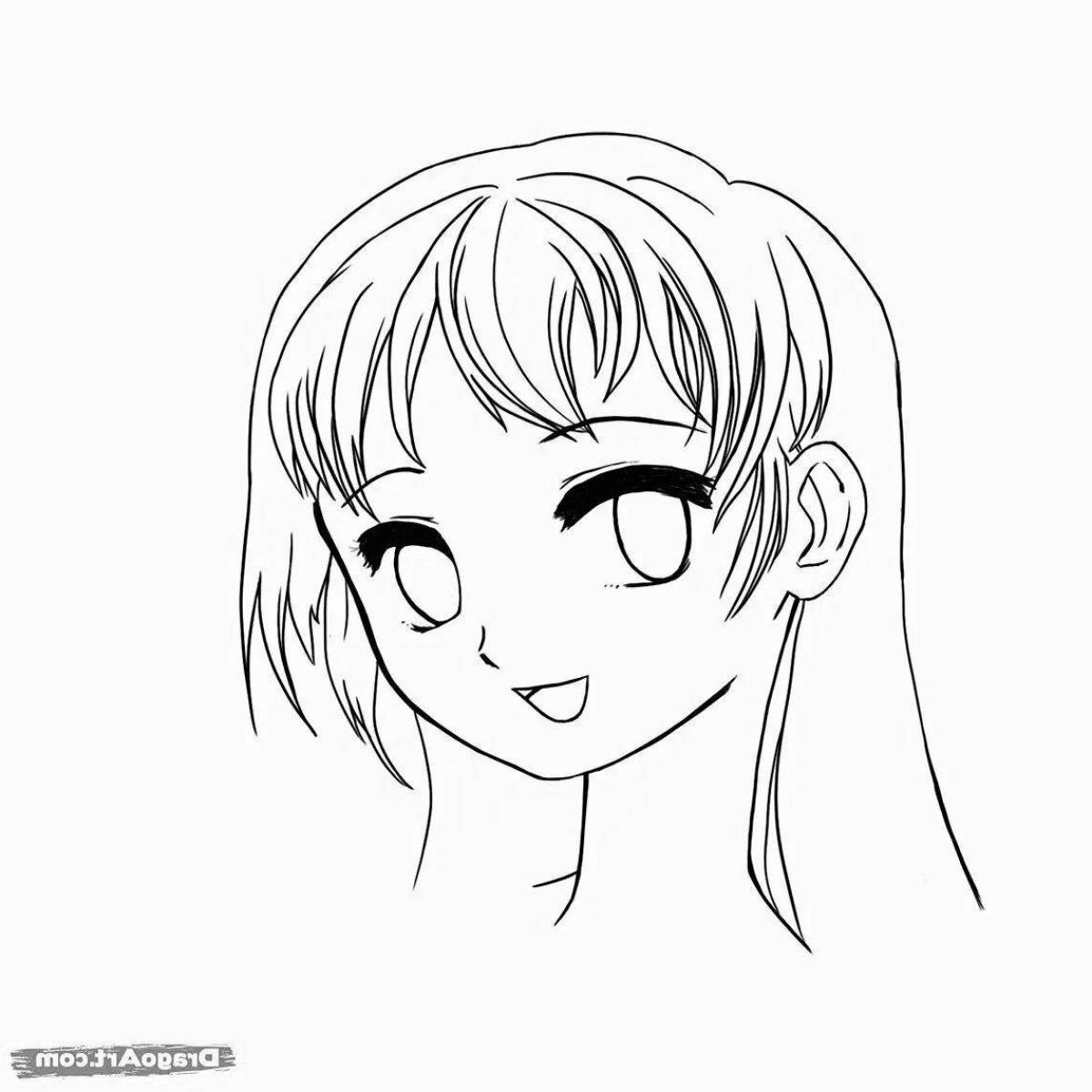 Exciting anime head coloring page