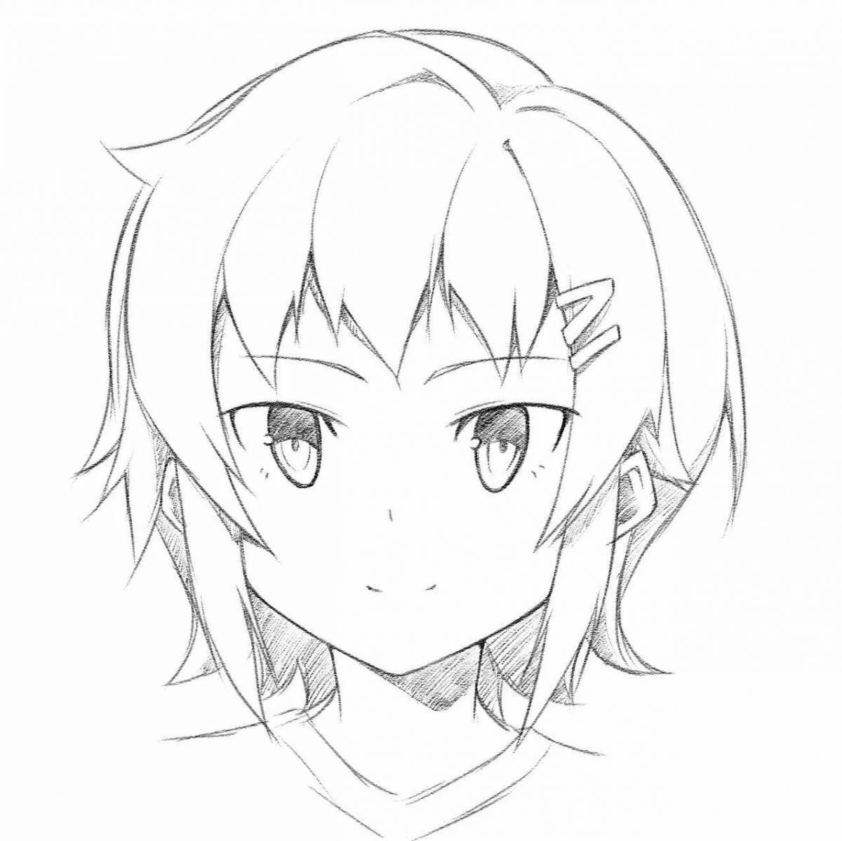 Gorgeous anime head coloring page