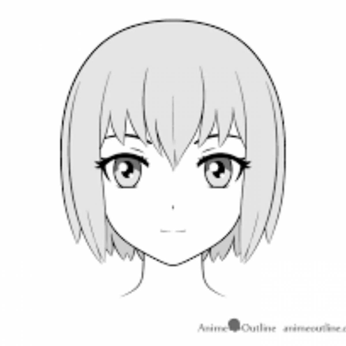 Раскраска элегантная голова аниме