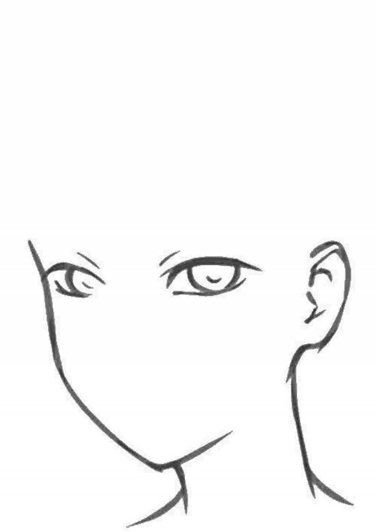 Stylish anime head coloring page