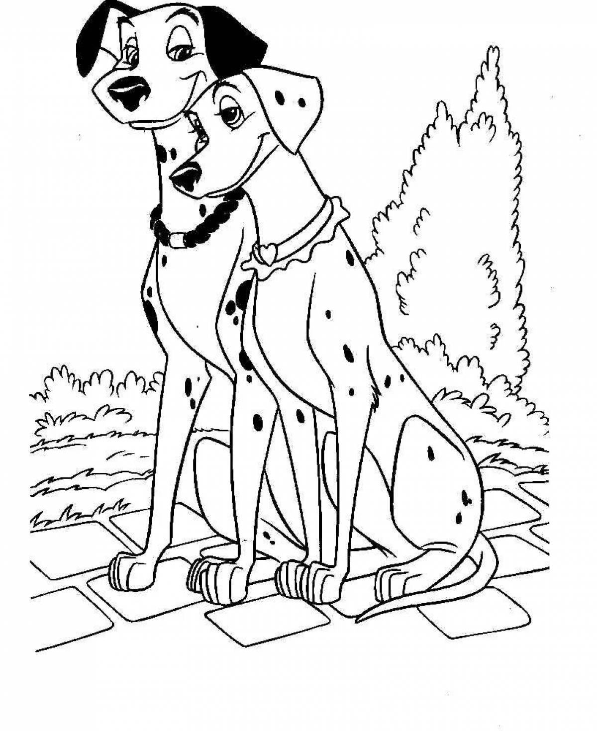 Раскраска очаровательная далматинская собака