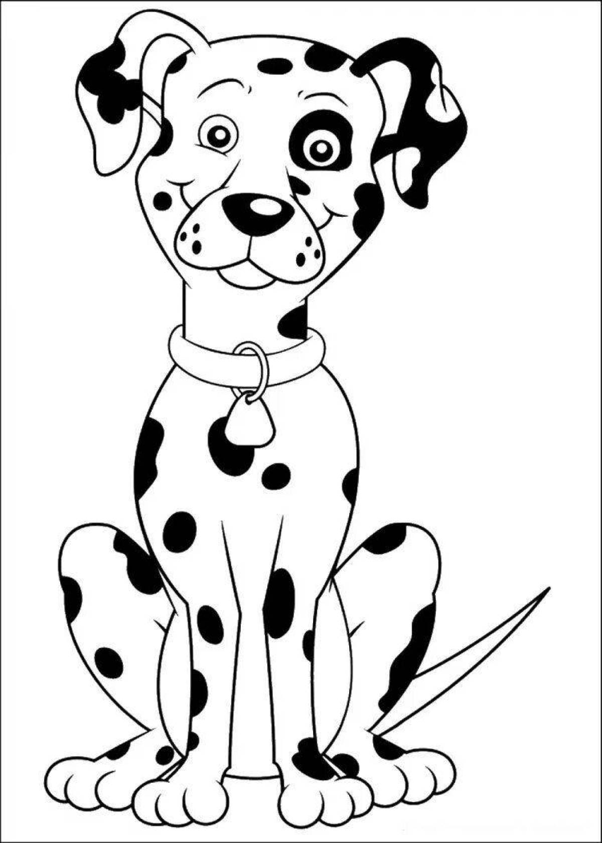 Coloring page of an attractive Dalmatian dog