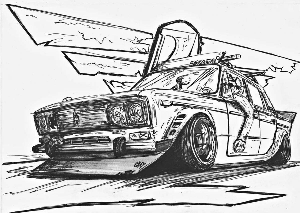 Amazing drift cars coloring page