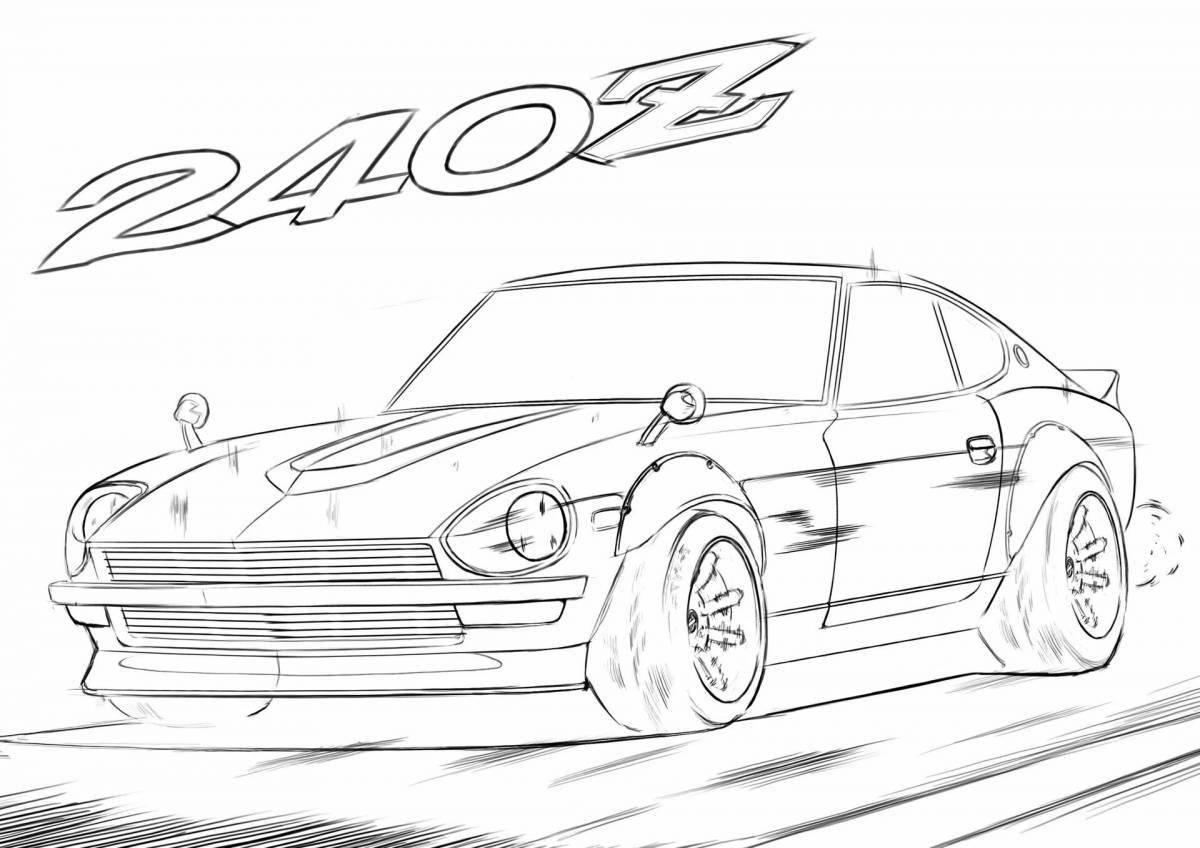 Coloring book bold drift cars