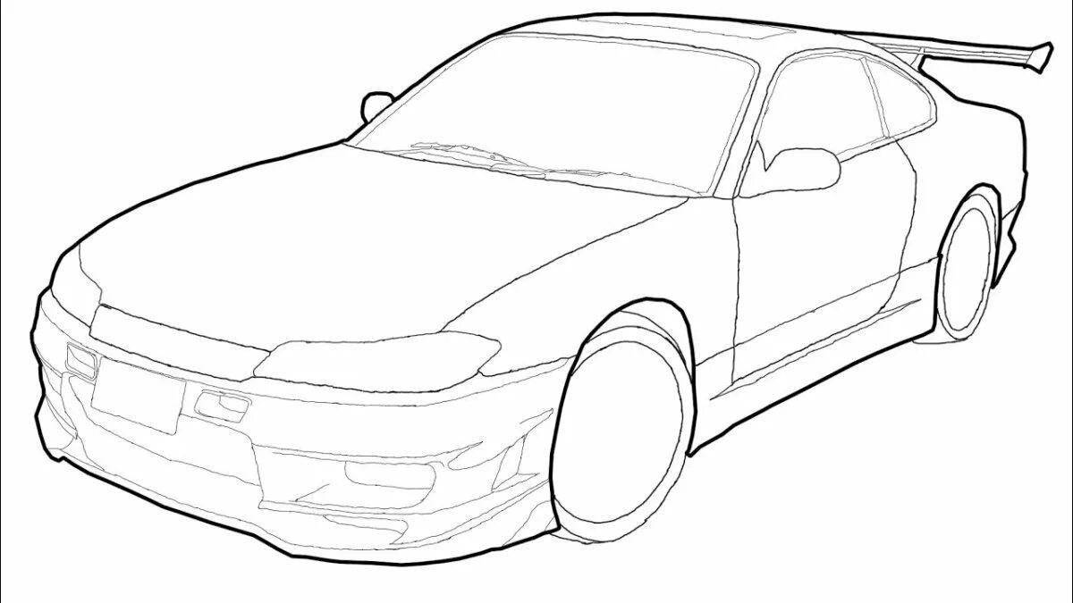 Glamorous drift cars coloring page