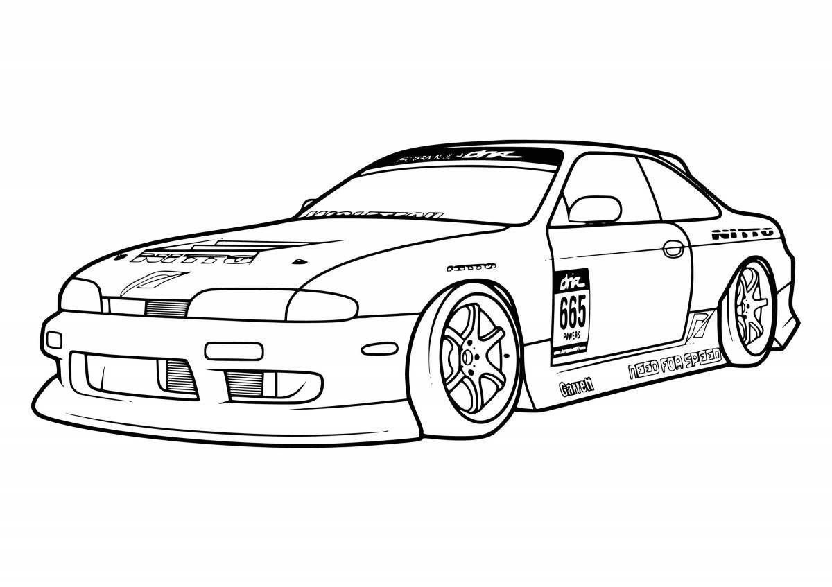 Great drift car coloring page
