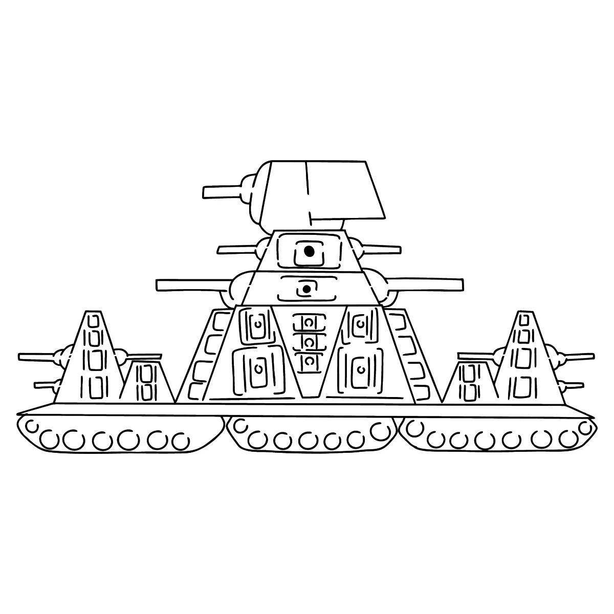 Красочная страница раскраски танков