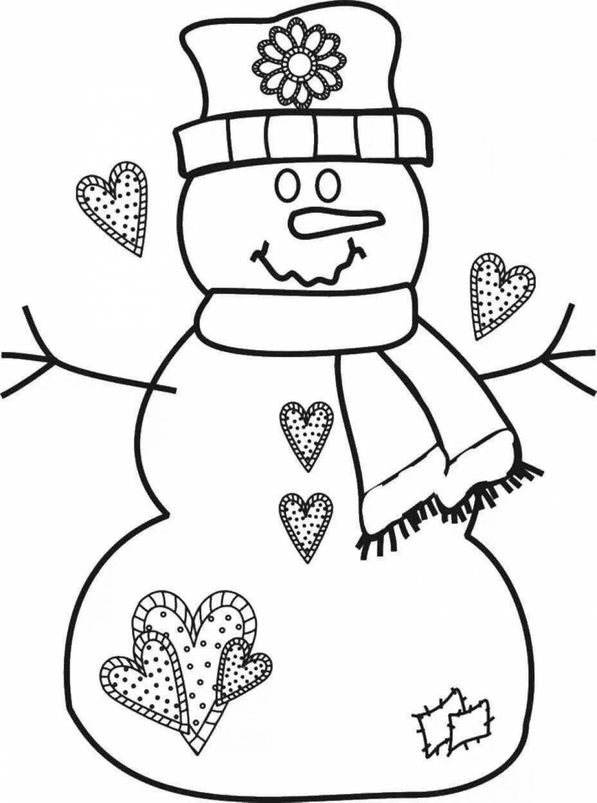 Photo Coloring book bold big snowman