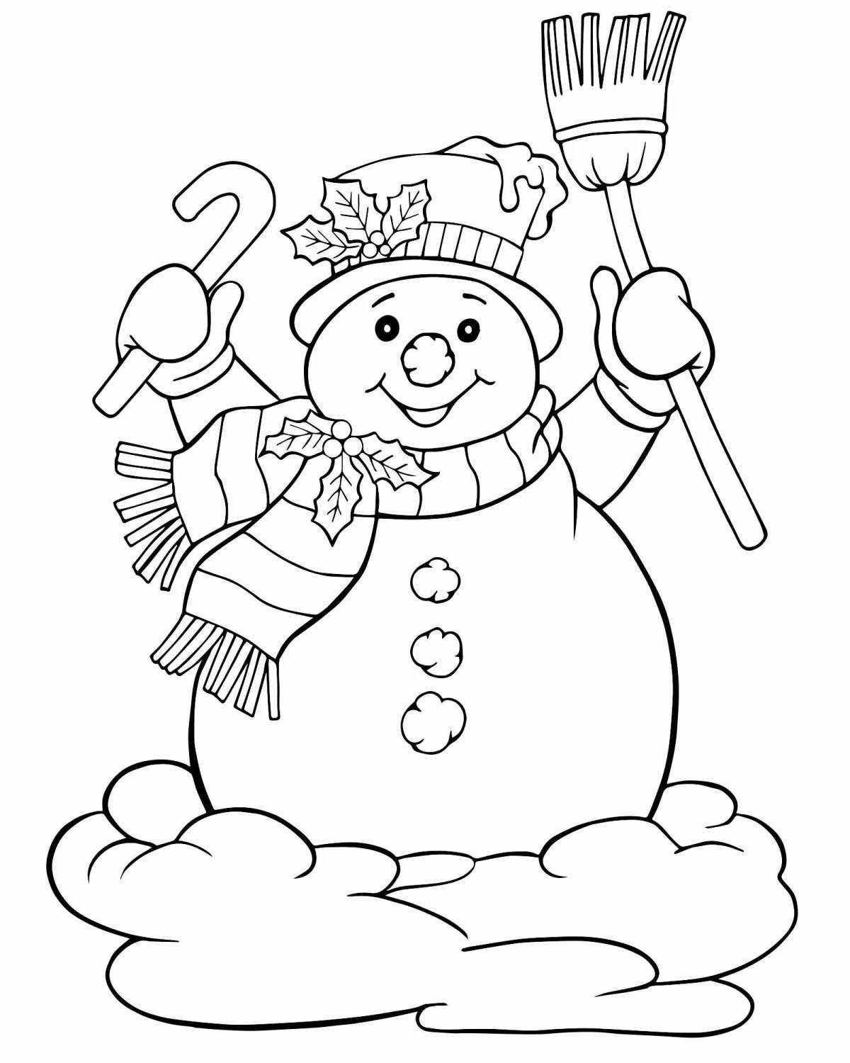 Photo Animated big snowman coloring page
