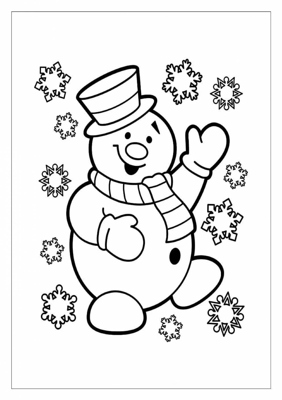 Humorous big snowman coloring book