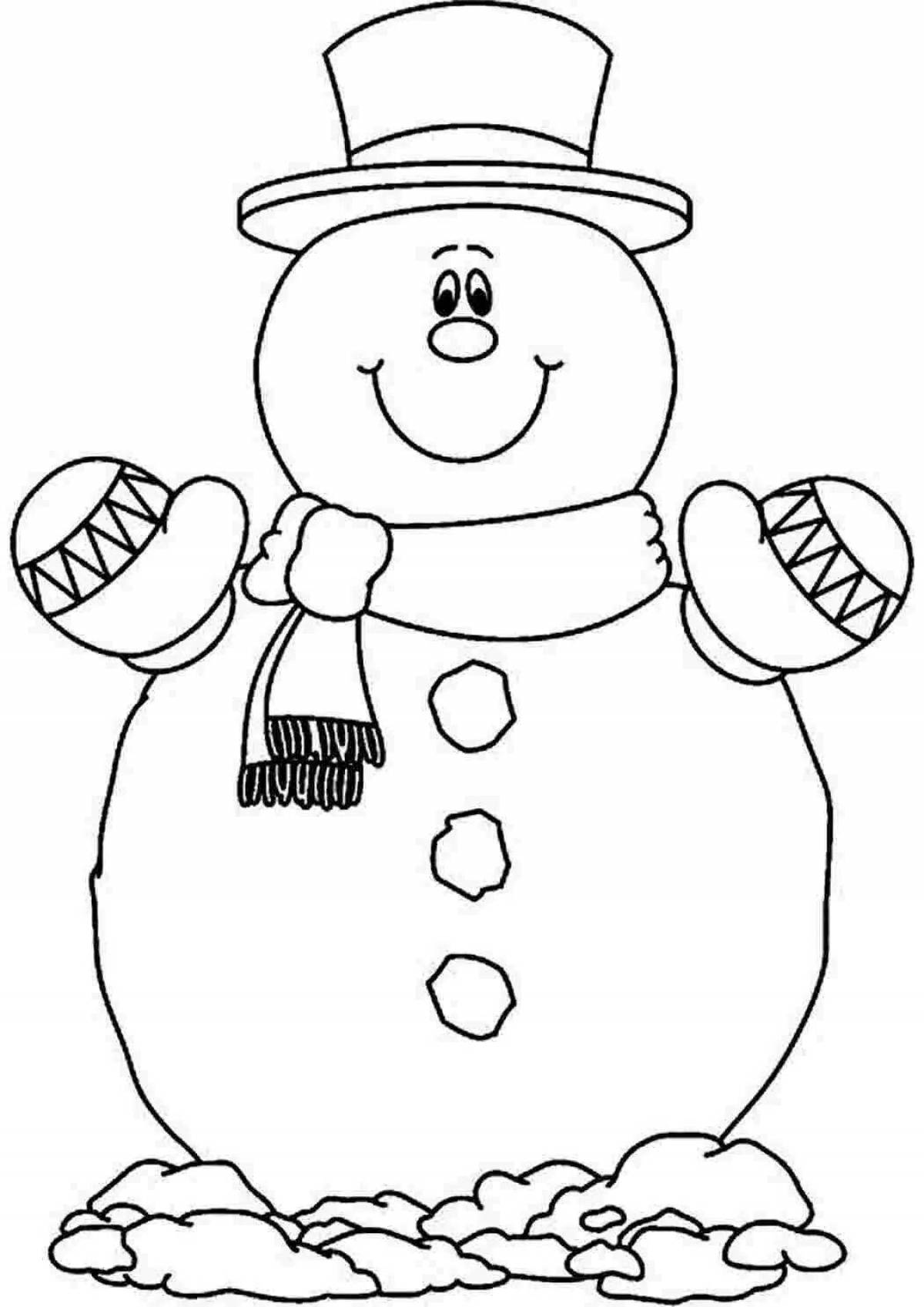 Coloring page friendly big snowman