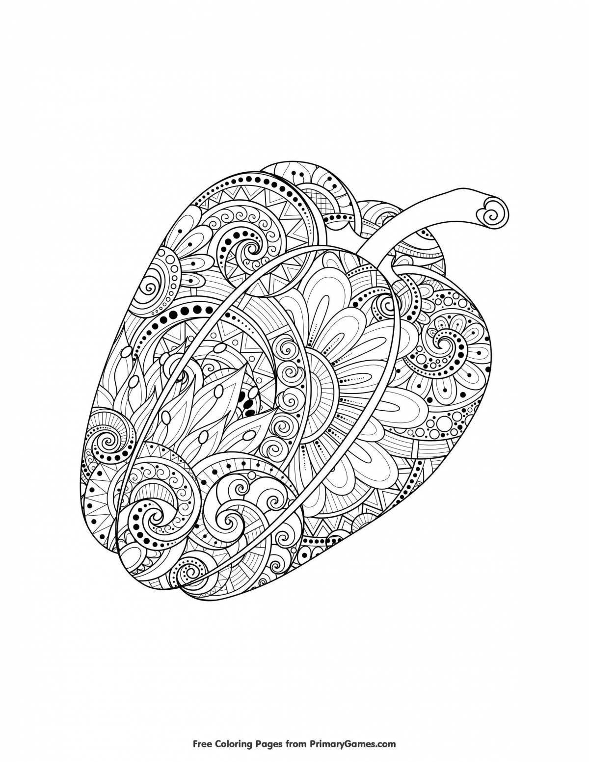 Radiant coloring page antistress fruit