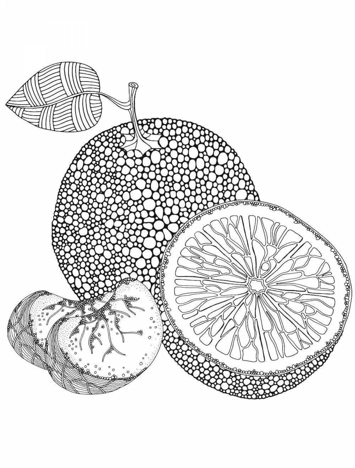 Exciting anti-stress fruit coloring book